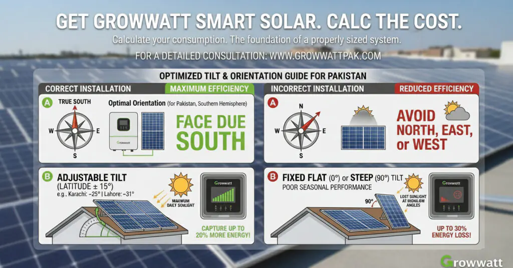 Solar panel tilt angle and orientation guide for Pakistan, Avoid Solar Mistakes Pakistan